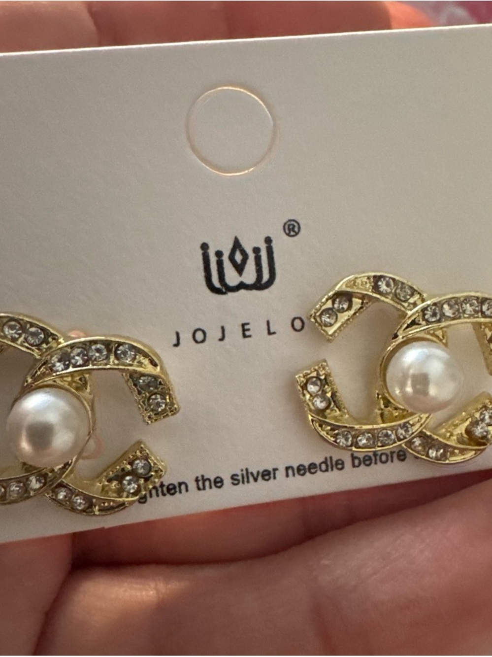 Gold Pearl Crystal  Earrings - Gold and White
